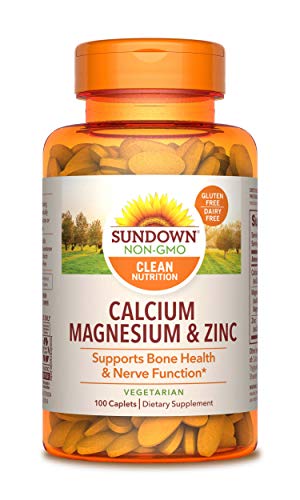 Book Cover Sundown Calcium, Magnesium and Zinc High Potency, 100 Caplets (Packaging May Vary)