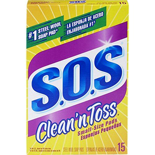 Book Cover S.O.S Clean n Toss Steel Wool Soap Pads, 15 Count (Pack of 6)