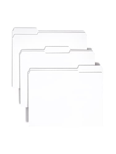 Book Cover Smead File Folder, Reinforced 1/3-Cut Tab, Letter Size, White, 100 per Box (12834)