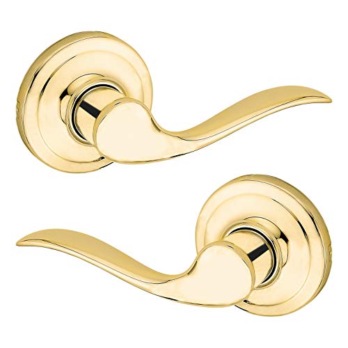 Book Cover Tustin Hall/Closet Lever with Microban Antimicrobial Protection in Polished Brass