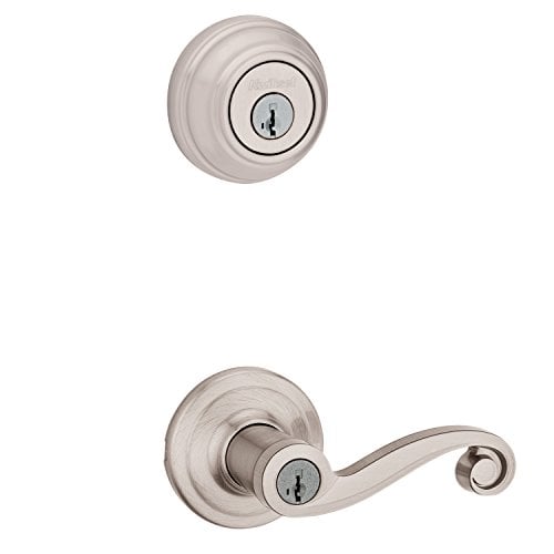 Book Cover Kwikset 991 Lido Entry Lever and Single Cylinder Deadbolt Combo Pack featuring SmartKey in Satin Nickel