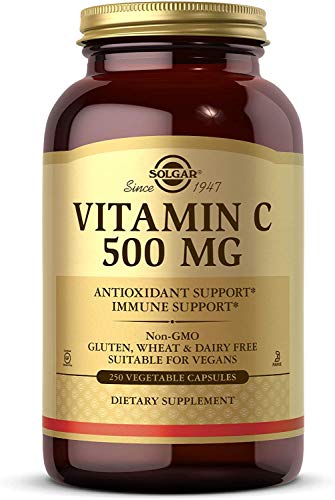 Book Cover Solgar Vitamin C 500 mg, 250 Vegetable Capsules - Antioxidant & Immune Support - Overall Health - Supports Healthy Skin & Joints - Non-GMO, Vegan, Gluten Free, Kosher - 250 Servings