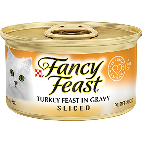 Book Cover Purina Fancy Feast Gravy Wet Cat Food, Sliced Turkey Feast in Gravy - (24) 3 oz. Cans