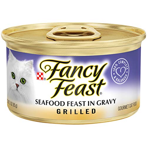 Book Cover Purina Fancy Feast Gravy Wet Cat Food, Grilled Seafood Feast in Gravy - (24) 3 oz. Cans