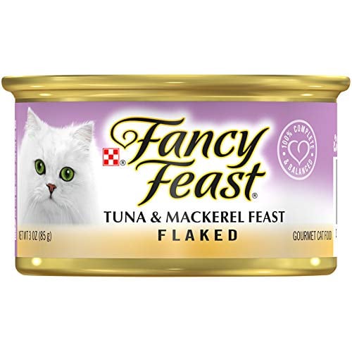 Book Cover Purina Fancy Feast Wet Cat Food, Flaked Tuna & Mackerel Feast - (24) 3 oz. Cans