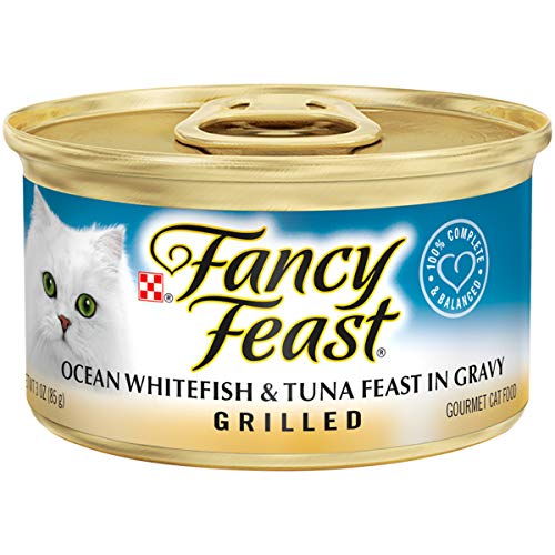 Book Cover Purina Fancy Feast Grilled Gravy Wet Cat Food, Ocean Whitefish & Tuna Feast - (24) 3 oz. Cans