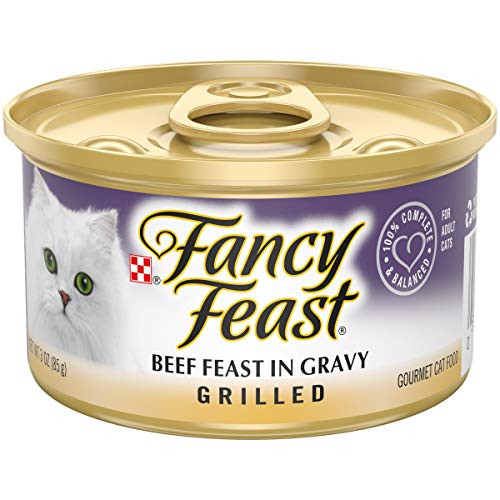 Book Cover Purina Fancy Feast Gravy Grilled Wet Cat Food, Beef Feast - (24) 3 oz. Cans