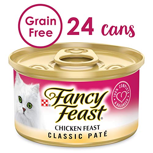 Book Cover Purina Fancy Feast Grain Free Pate Wet Cat Food, Chicken Feast - (24) 3 oz. Cans