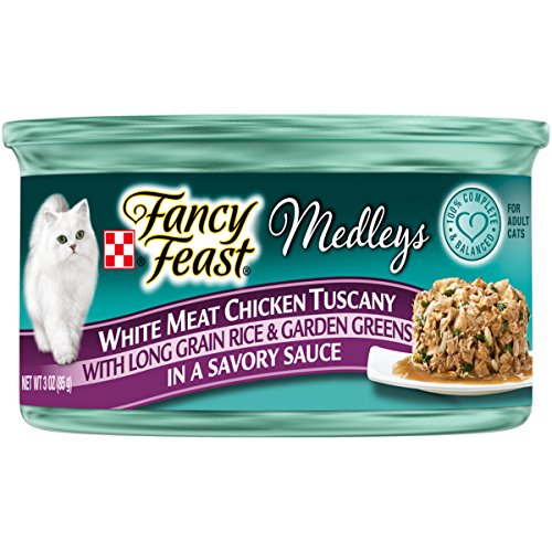 Book Cover Purina Fancy Feast Wet Cat Food, Medleys White Meat Chicken Tuscany With Long Grain Rice & Greens - (24) 3 oz. Cans