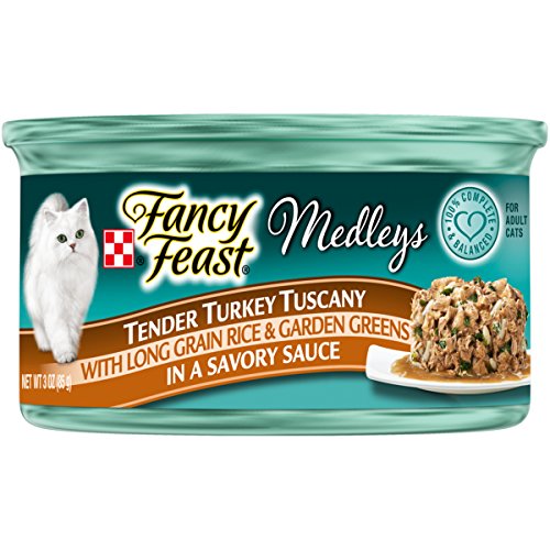 Book Cover Purina Fancy Feast Wet Cat Food, Medleys Tender Turkey Tuscany With Long Grain Rice & Garden Greens - (24) 3 oz. Cans