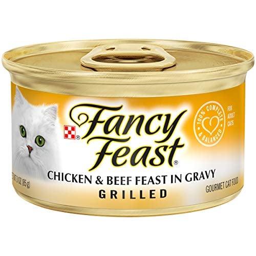 Book Cover Purina Fancy Feast Gravy Wet Cat Food, Grilled Chicken & Beef Feast - (24) 3 oz. Cans
