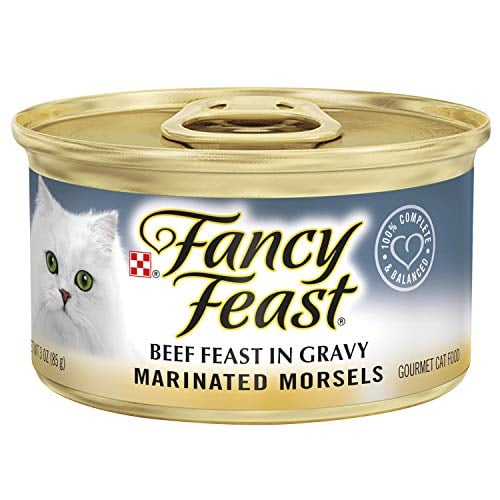 Book Cover Purina Fancy Feast Gravy Wet Cat Food, Marinated Morsels Beef Feast in Gravy - (24) 3 oz. Cans