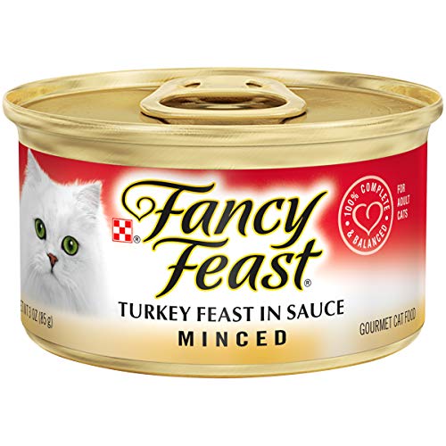 Book Cover Purina Fancy Feast Wet Cat Food, Minced Turkey Feast in Sauce - (24) 3 oz. Cans