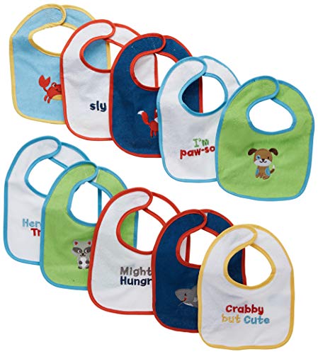 Book Cover Neat Solutions 10 Pack Water Resistant Drooler Bib Set, Multi-Color