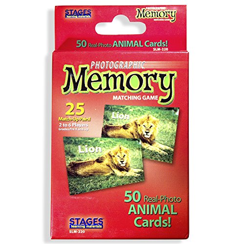 Book Cover Stages Learning Materials Picture Memory Animal Card Real Photo Concentration Game, Red, Size 5 x 3