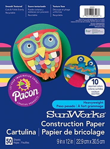 Book Cover SunWorks Construction Paper, 10 Assorted Colors,  9
