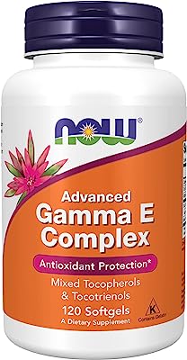 Book Cover NOW Supplements, Advanced Gamma E Complex, Mixed Tocopherols & Tocotrienols, Antioxidant Protection*, 120 Softgels