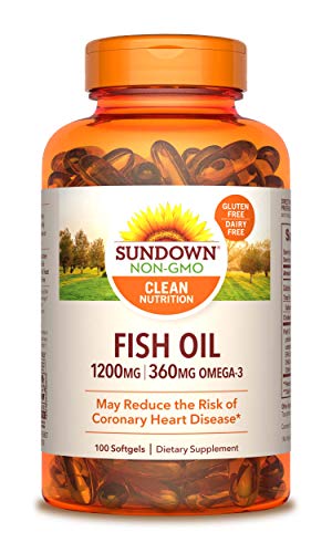 Book Cover Sundown Fish Oil Extra Strength 1200 mg, 100 Softgels (Packaging May Vary)