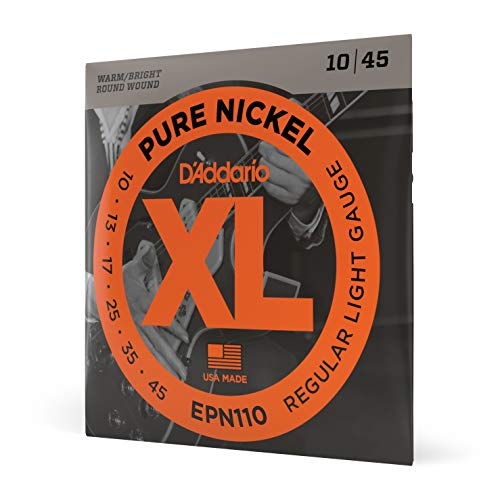 Book Cover D'Addario EPN110 Pure Nickel Electric Guitar Strings, Regular Light, 10-45