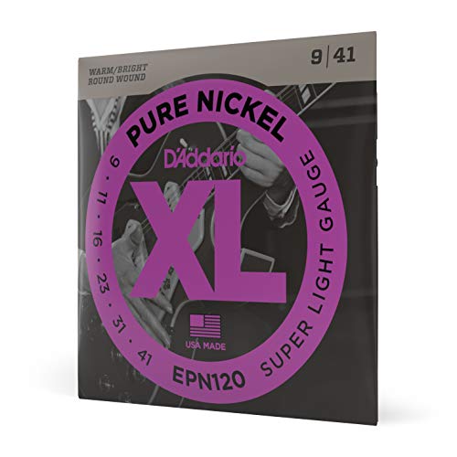 Book Cover D'Addario Guitar Strings - XL Pure Nickel Electric Guitar Strings - Round Wound - Warm, Bright, Vintage Sound - EPN120 - Super Light, 9-41