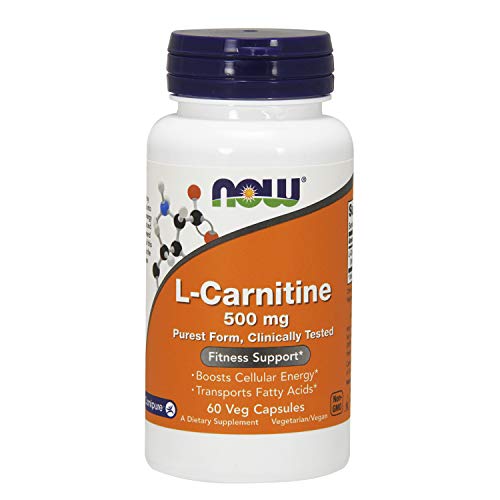 Book Cover NOW Supplements, L-Carnitine 500mg, Purest Form, Amino Acid, Fitness Support*, 60 Veg Capsules