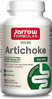 Book Cover Jarrow Formulas Artichoke 500 mg - 180 Capsules - Standardized Extract - Supports Liver Health & Digestion - White 180 Servings