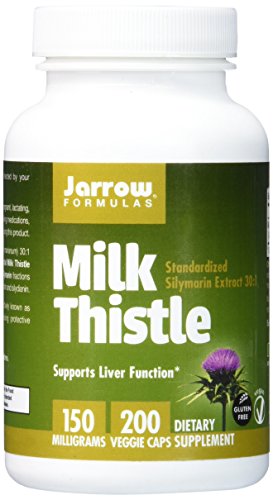 Book Cover Jarrow Formulas Milk Thistle (Silymarin Marianum), Promotes Liver Health, 150 mg per Capsule, 200 Veggie Capsules