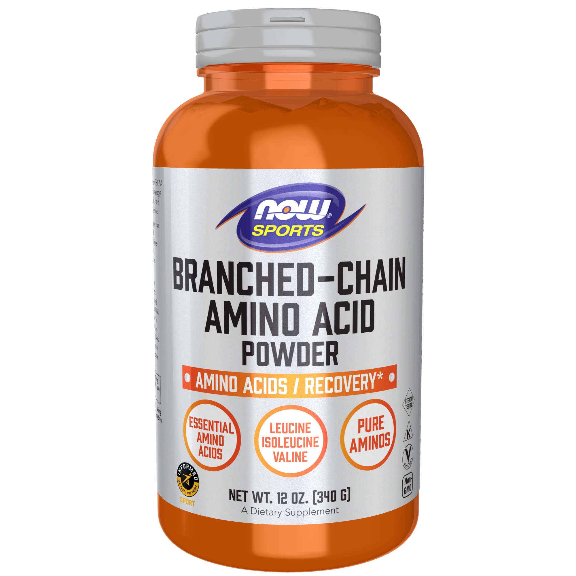 Book Cover NOW Sports Nutrition, Branched Chain Amino Acid Powder with Leucine, Isoleucine, and Valine, 12-Ounce 12 Ounce (Pack of 1)
