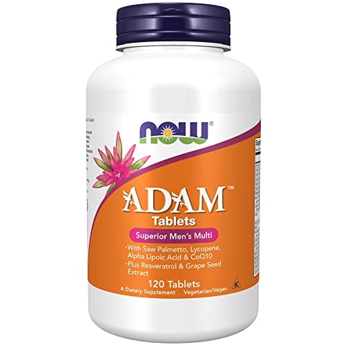 Book Cover NOW Supplements, ADAM™ Men's Multivitamin with Saw Palmetto, Lycopene, Alpha Lipoic Acid and CoQ10, Plus Natural Resveratrol & Grape Seed Extract, 120 Tablets