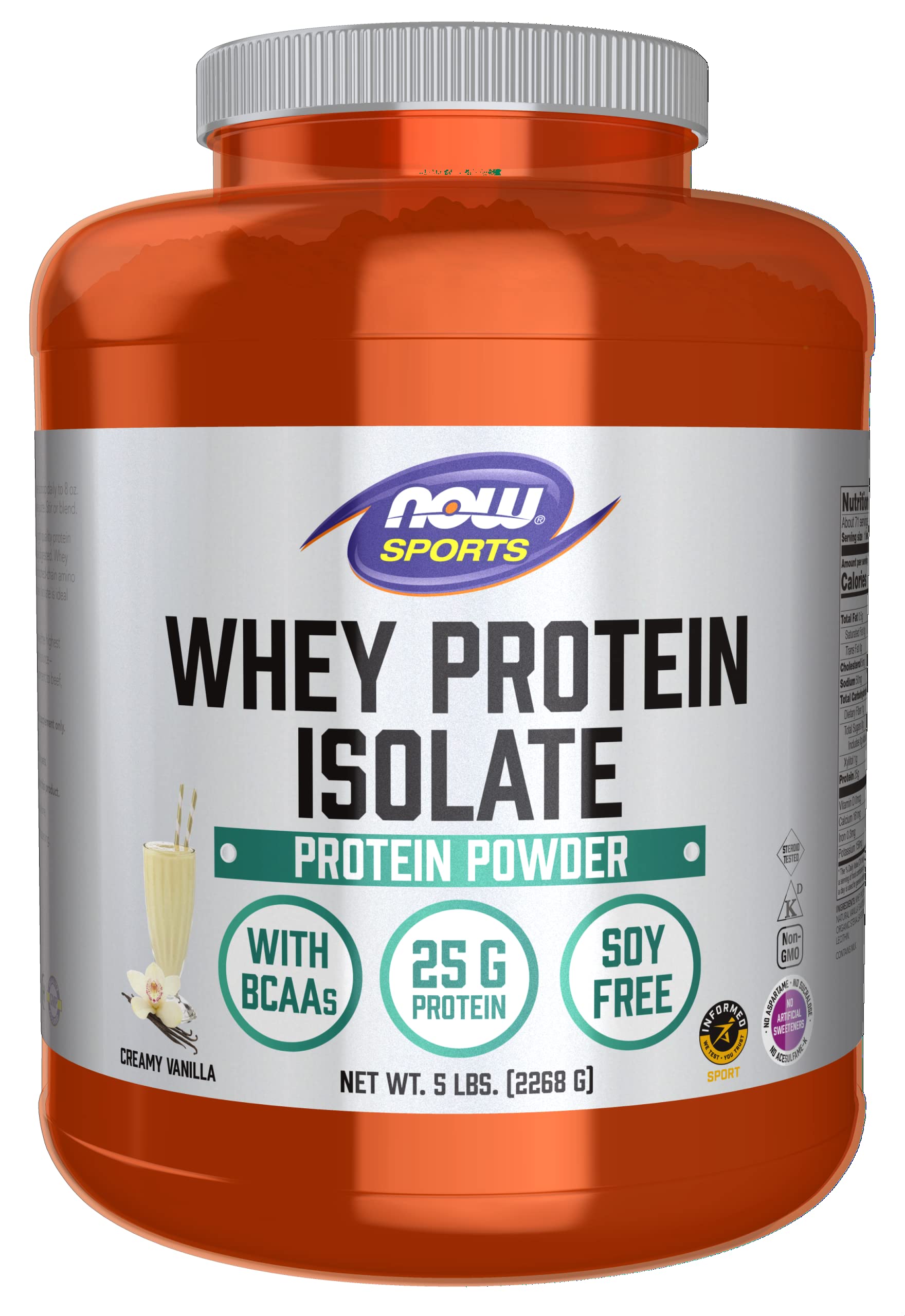 Book Cover NOW Sports Nutrition, Whey Protein Isolate, 25 g With BCAAs, Creamy Vanilla Powder, 5-Pound Vanilla 5 Pound (Pack of 1)
