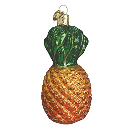 Book Cover Old World Christmas Fruit Selection Glass Blown Ornaments for Christmas Tree, Pineapple