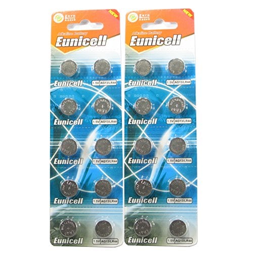 Book Cover Eunicell 20 Batteries Blister Pack AG13, G13, SR44, LR44, A76, V13GA, PX76A, 357