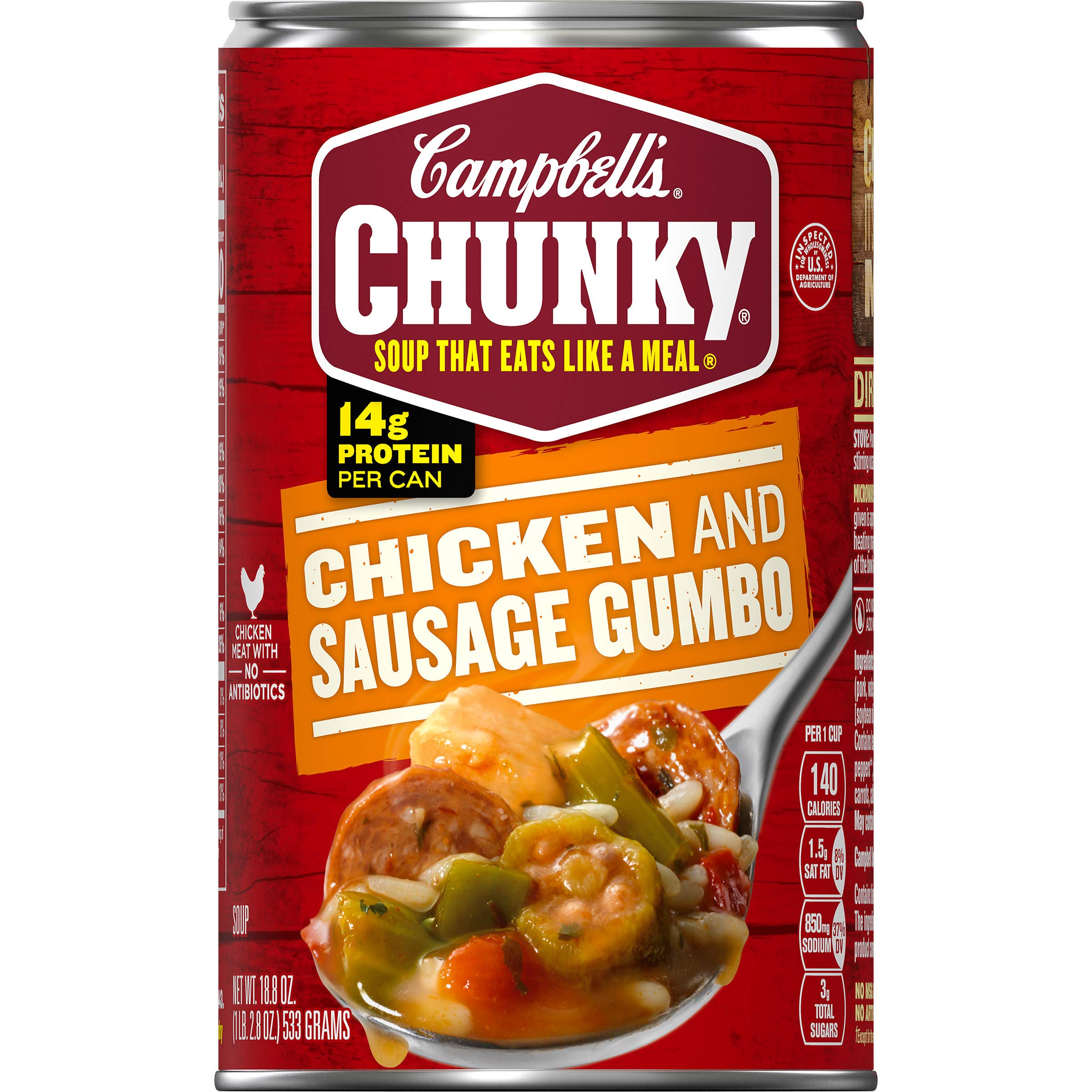 Book Cover Campbell's Chunky Soup, Chicken & Sausage Gumbo, 18.8 Ounce Can (Pack of 12)