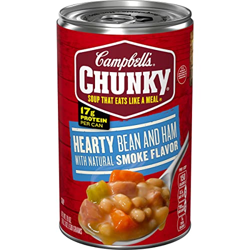 Book Cover Campbell's Chunky Hearty Bean and Ham with Natural Smoke Flavor Soup, 19 Oz Can (Pack of 12)