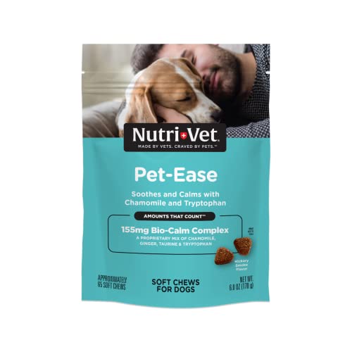 Book Cover Nutri-Vet Pet-Ease Soft Chews for Dogs - Vet Formulated with Chamomile and Tryptophan to Soothe and Calm Dogs - Approximately 65 Soft Chews