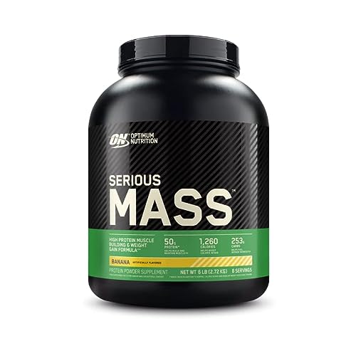 Book Cover Optimum Nutrition Serious Mass Weight Gainer Protein Powder, Vitamin C, Zinc and Vitamin D for Immune Support, Banana, 6 Pound (Packaging May Vary)