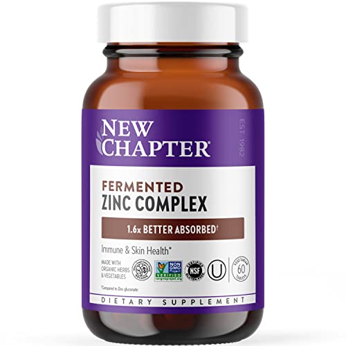 Book Cover New Chapter Zinc Supplement, Fermented Zinc Complex, ONE Daily for Immune Support + Skin Health + Non-GMO Ingredients, Easy to Swallow & Digest, 60 Count (2 Month Supply)