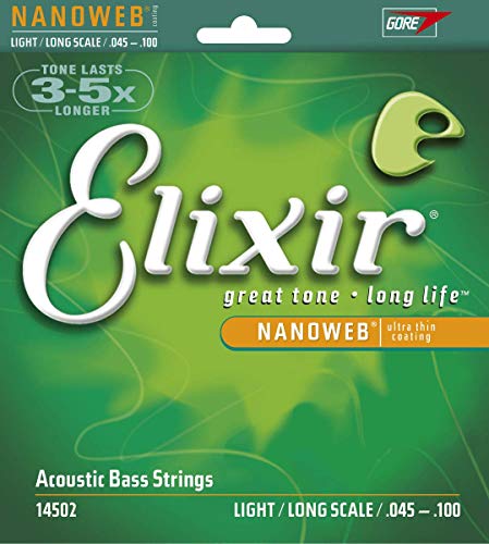 Book Cover Elixir Strings 80/20 Bronze Acoustic 4-String Bass Strings w NANOWEB Coating, Long Scale, Light (.045-.100)