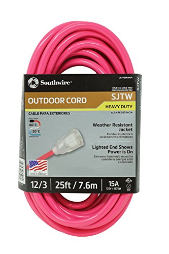 Book Cover Coleman Cable 2577SW000A EXTCORD, 12/3 SJTW 25' COOL PINK LE SW+, One Size