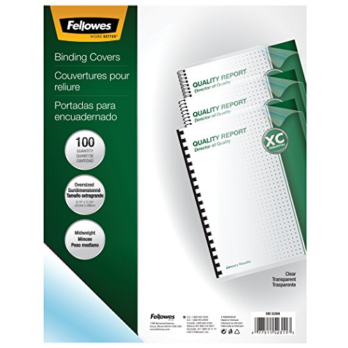 Book Cover Fellowes 52311 Crystals Presentation Covers with Round Corners, 8mil 11 1/4 x 8 3/4, Clear (Pack of 100)