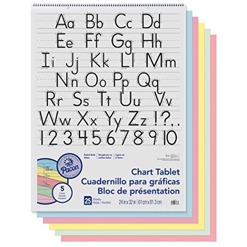 Book Cover Pacon PAC74733 Chart Tablet, Manuscript Cover, Assorted 5 Colors Inside, 1-1/2