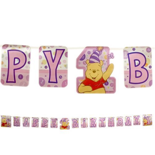 Book Cover Winnie the Pooh's First Birthday Girl Banner