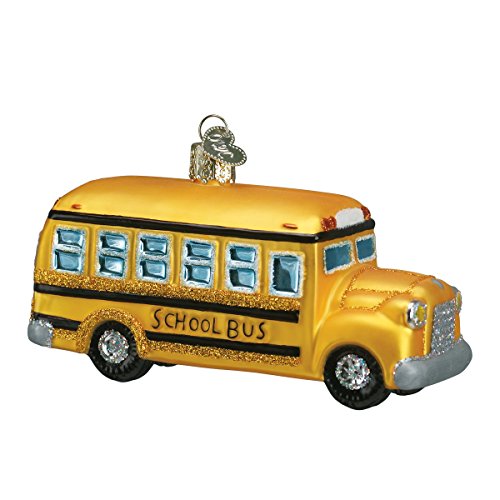 Book Cover Old World Christmas Ornaments: School Bus Glass Blown Ornaments for Christmas Tree (46007)