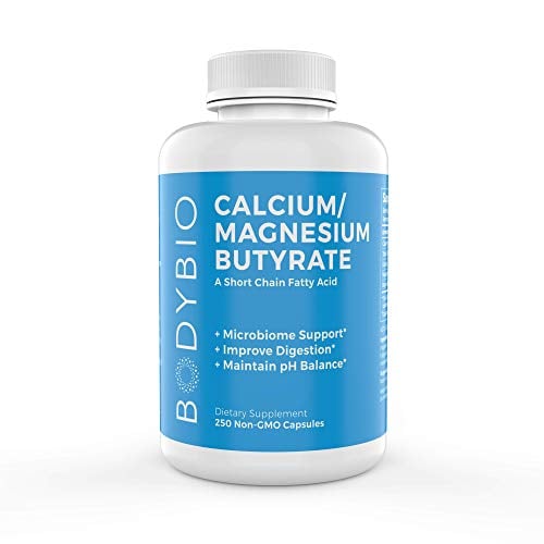 Book Cover BodyBio Butyrate with Calcium & Magnesium - Supports Healthy Digestion, Gut & Microbiome - Leaky Gut Repair - Control Bloating - Healthy Inflammation Response - Fuel for Healthy Gut - 250 Capsules