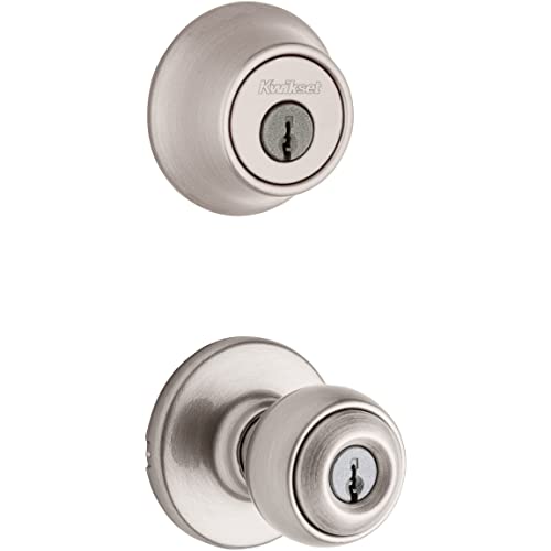 Book Cover Kwikset 96900-320 Polo Entry Knob and Single Cylinder Deadbolt Combo Pack in Satin Nickel
