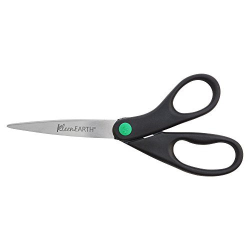 Book Cover Westcott KleenEarth Recycled Stainless Steel Scissors, 8-Inch Straight, Black