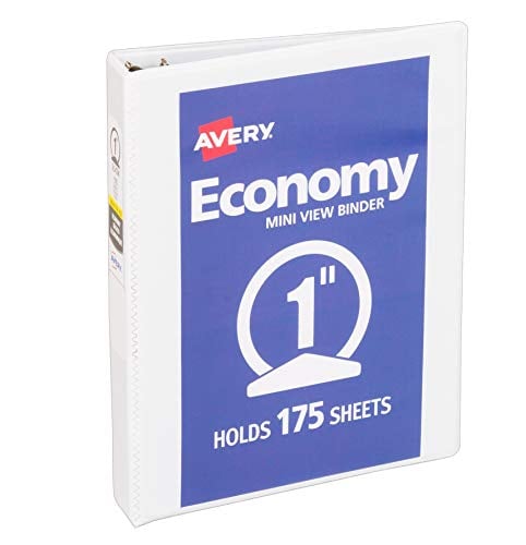 Book Cover Avery Mini Economy View Binder with 1 Inch Round Ring, 5.5 x 8.5 inches, White, 1 Binder (5806)