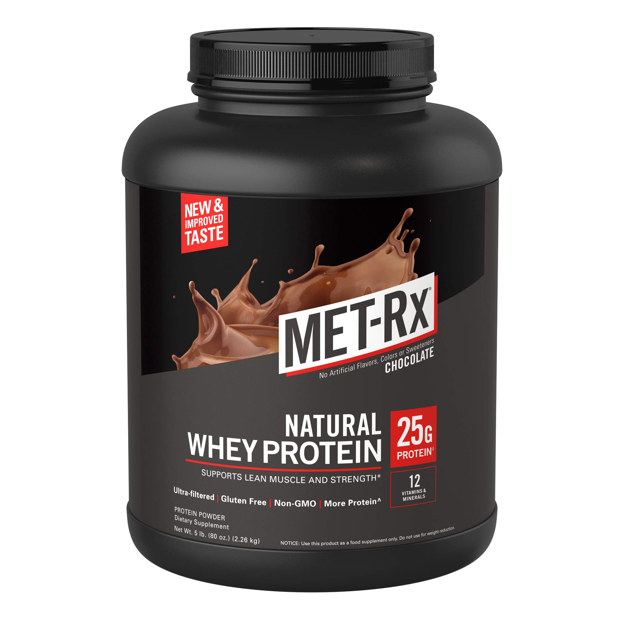 Book Cover MET-Rx Natural Whey Protein Powder, Chocolate Protein Powder, 5 Lb