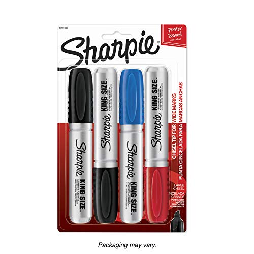 Book Cover Sharpie King Size Permanent Markers, Assorted Colors, 4-Count