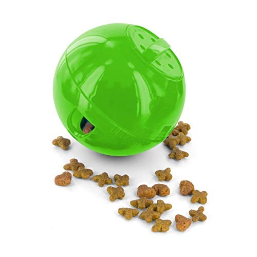 Book Cover PetSafe SlimCat Food-Dispensing Cat Toy Green, Treat Toy, Interactive Food Dispenser, Activity Snack Ball for Cats of All Ages